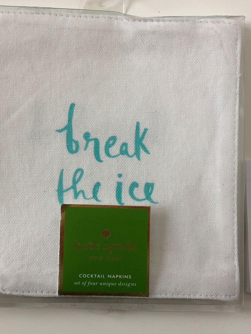 Set/4 Kate Spade Cocktail Napkins Small Talk 6" x 6" White Multi New